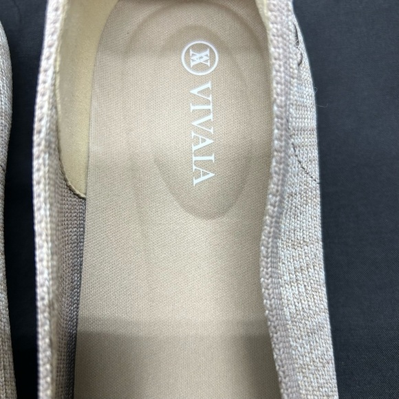 VIVAIA Beige Margot Knit Square Toe V Cut Flats Women’s 39 (8/8.5) LUXURY - Picture 2 of 10